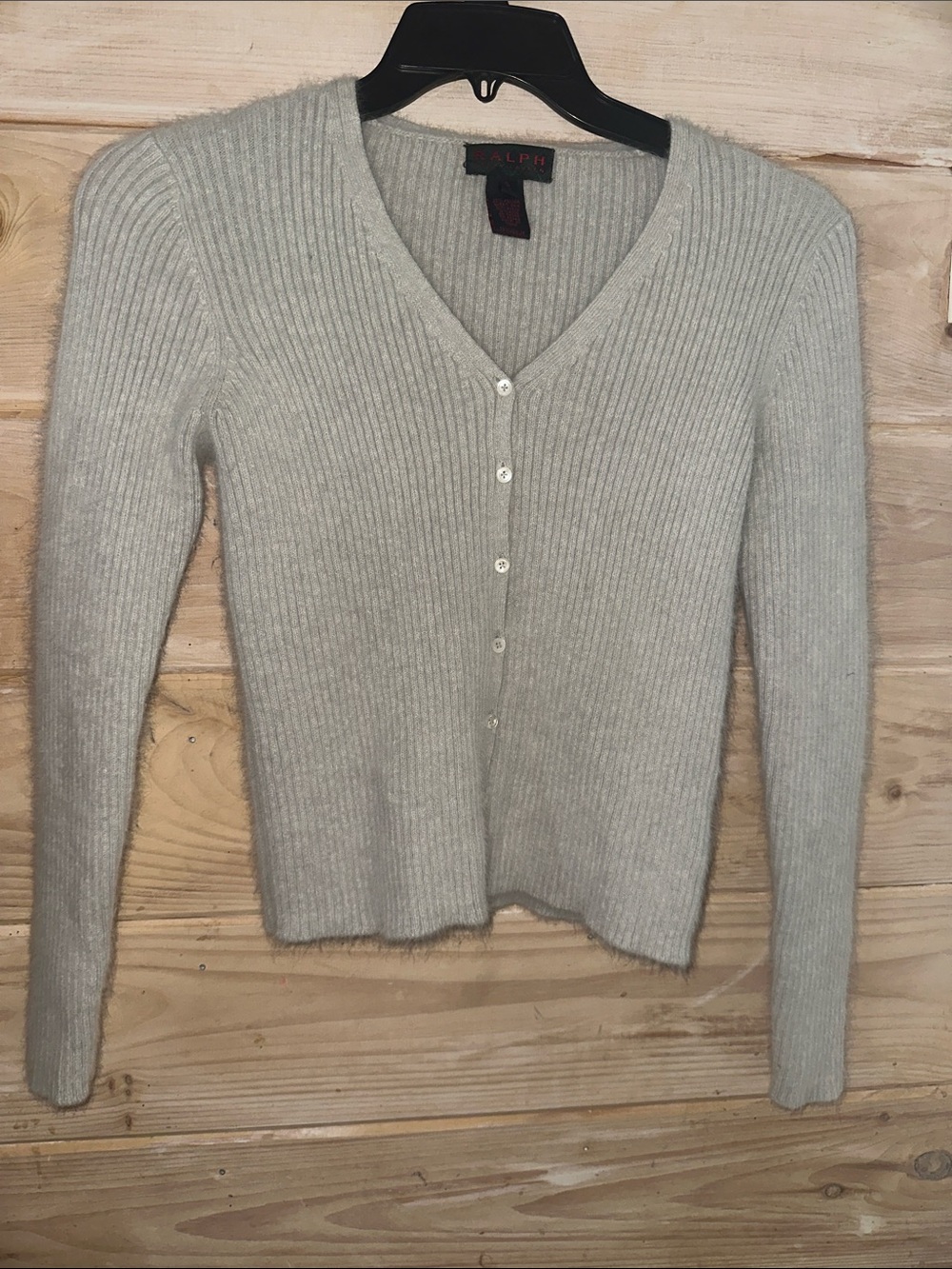 Ralph Lauren Black Label Angora Hair Gray Cardigan Small